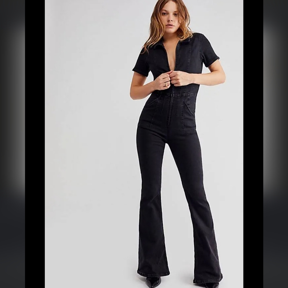 We The Free Jayde Flare Jumpsuit In Black NWT